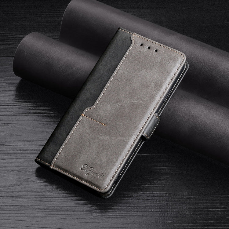 For Samsung Galaxy S22 Ultra 5G Retro Texture Contrast Color Side Buckle Horizontal Flip Leather Case with Holder & Card Slots & Wallet