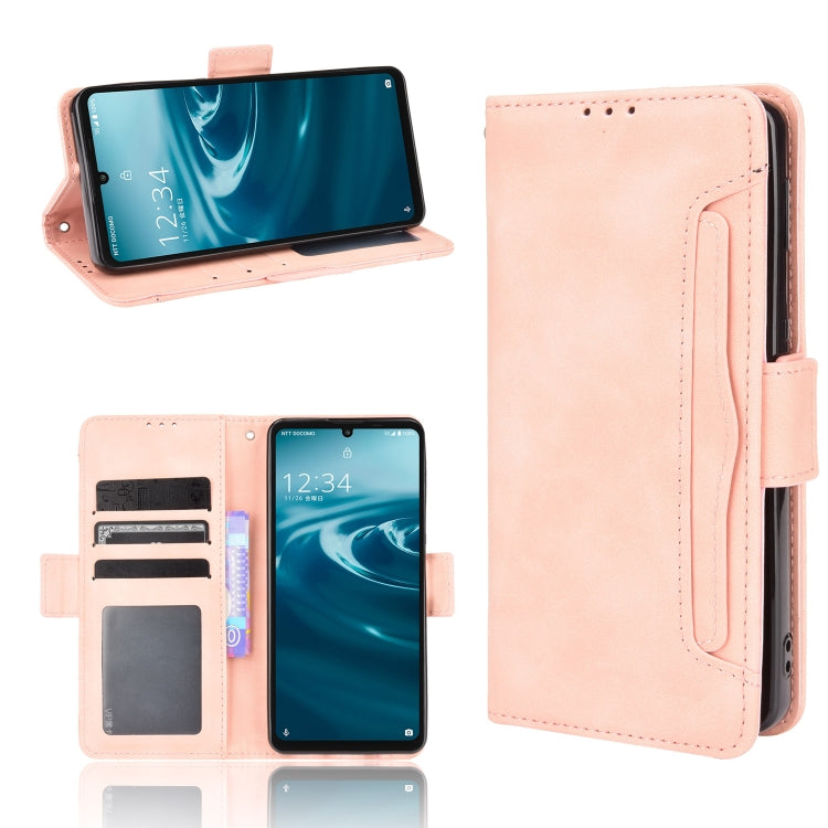 For Sharp Aquos Sense6 Skin Feel Calf Pattern Horizontal Flip Leather Case with Holder & Card Slots & Photo Frame