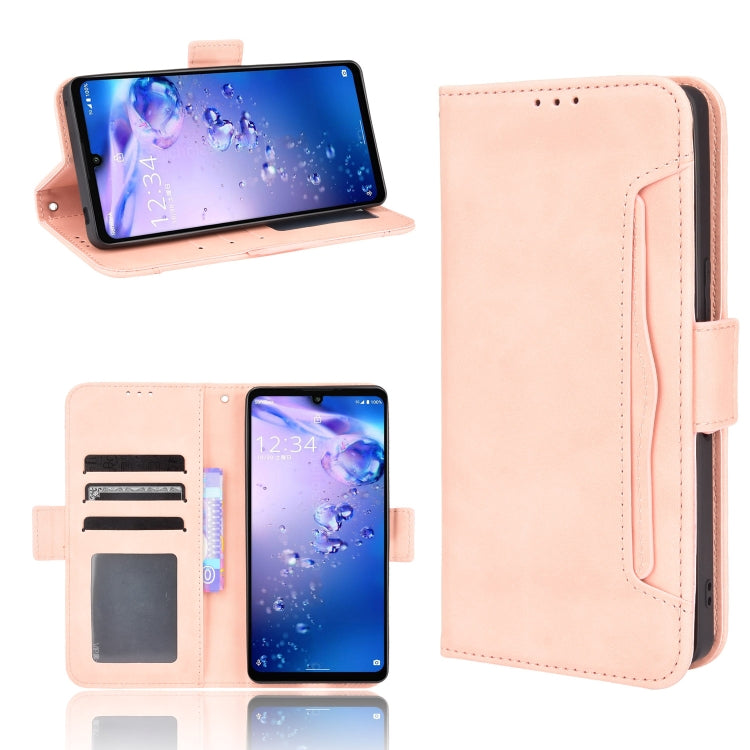 For Sharp Aquos Zero6 Skin Feel Calf Pattern Horizontal Flip Leather Case with Holder & Card Slots & Photo Frame