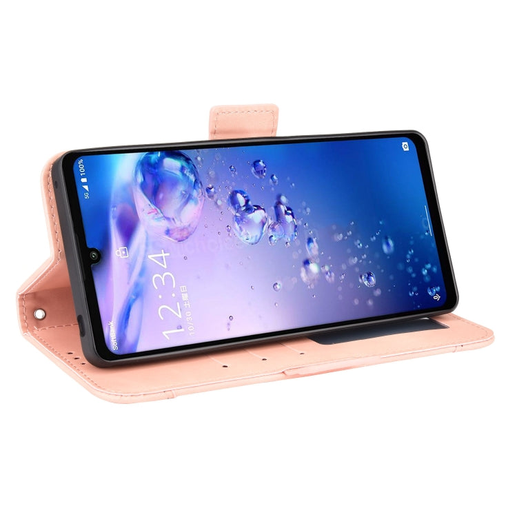 For Sharp Aquos Zero6 Skin Feel Calf Pattern Horizontal Flip Leather Case with Holder & Card Slots & Photo Frame