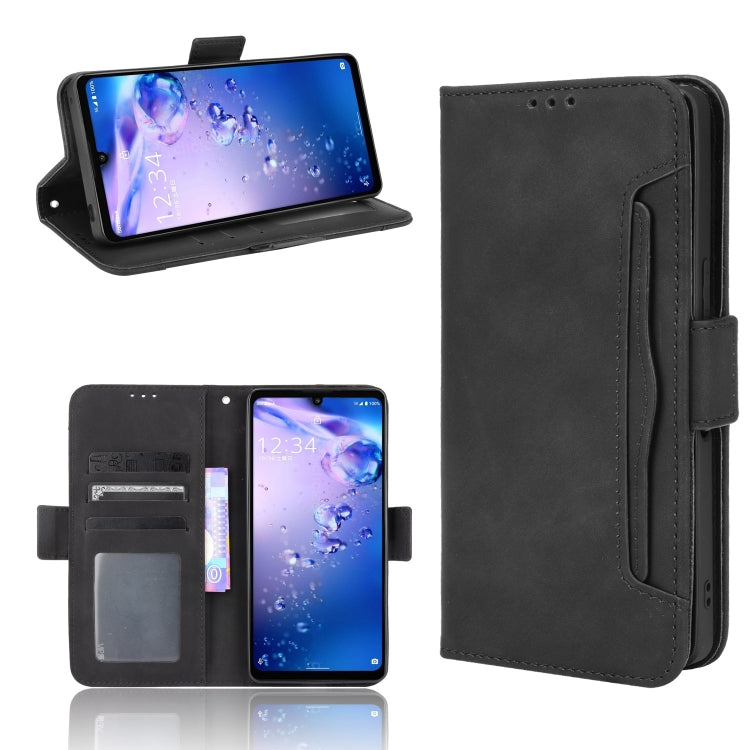 For Sharp Aquos Zero6 Skin Feel Calf Pattern Horizontal Flip Leather Case with Holder & Card Slots & Photo Frame