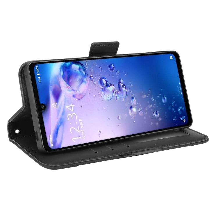 For Sharp Aquos Zero6 Skin Feel Calf Pattern Horizontal Flip Leather Case with Holder & Card Slots & Photo Frame