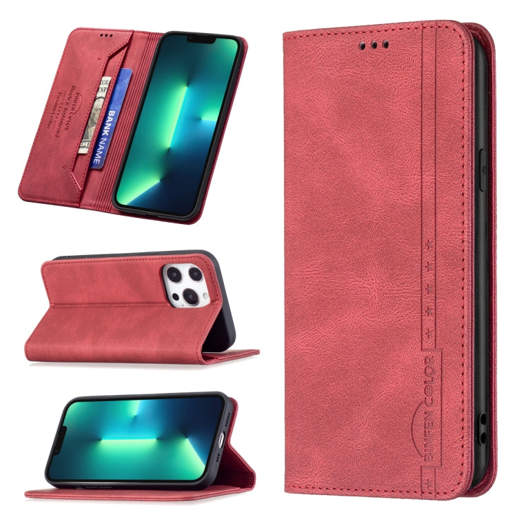 For iPhone 13 Pro Magnetic RFID Blocking Anti-Theft Leather Case with Holder & Card Slots & Wallet