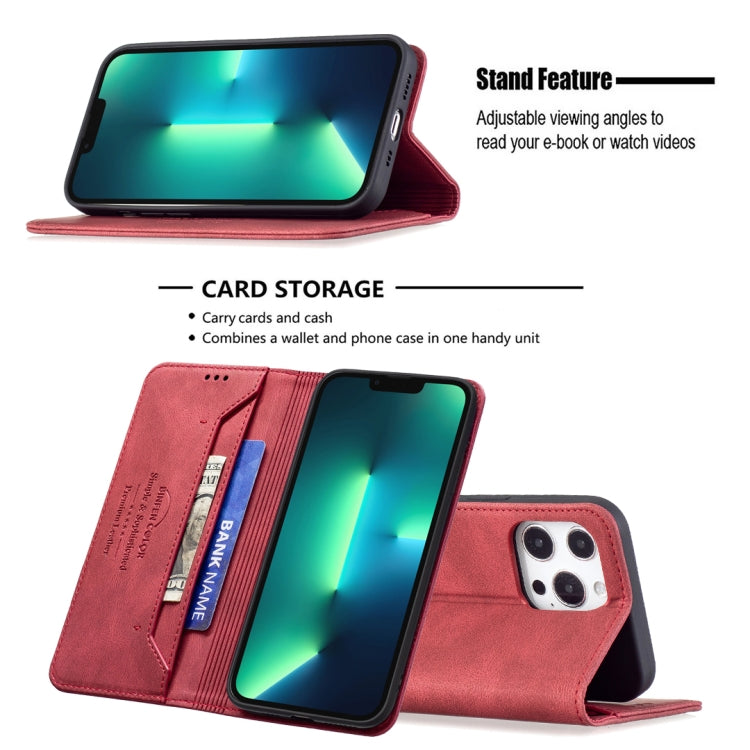 For iPhone 13 Pro Magnetic RFID Blocking Anti-Theft Leather Case with Holder & Card Slots & Wallet