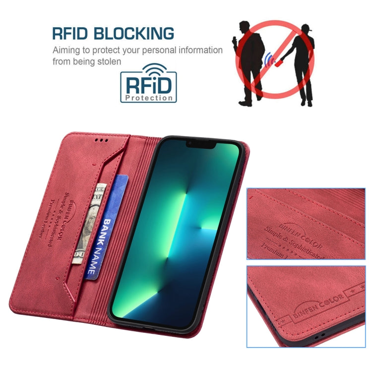For iPhone 13 Pro Magnetic RFID Blocking Anti-Theft Leather Case with Holder & Card Slots & Wallet