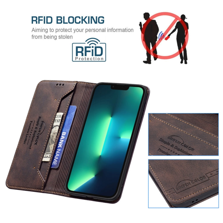 For iPhone 13 Pro Magnetic RFID Blocking Anti-Theft Leather Case with Holder & Card Slots & Wallet