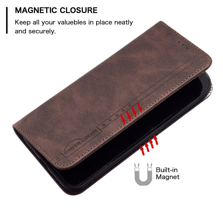 For iPhone 13 Pro Magnetic RFID Blocking Anti-Theft Leather Case with Holder & Card Slots & Wallet