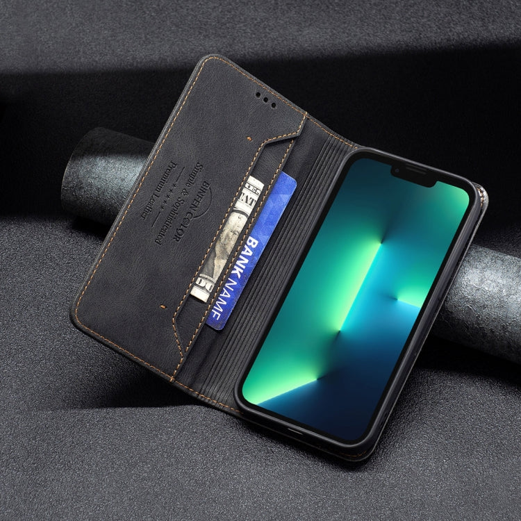 For iPhone 13 Pro Magnetic RFID Blocking Anti-Theft Leather Case with Holder & Card Slots & Wallet