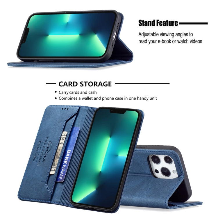 For iPhone 13 Pro Magnetic RFID Blocking Anti-Theft Leather Case with Holder & Card Slots & Wallet