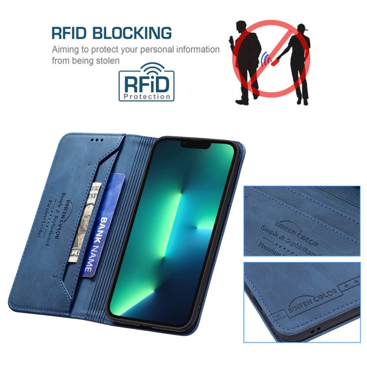 For iPhone 13 Pro Magnetic RFID Blocking Anti-Theft Leather Case with Holder & Card Slots & Wallet