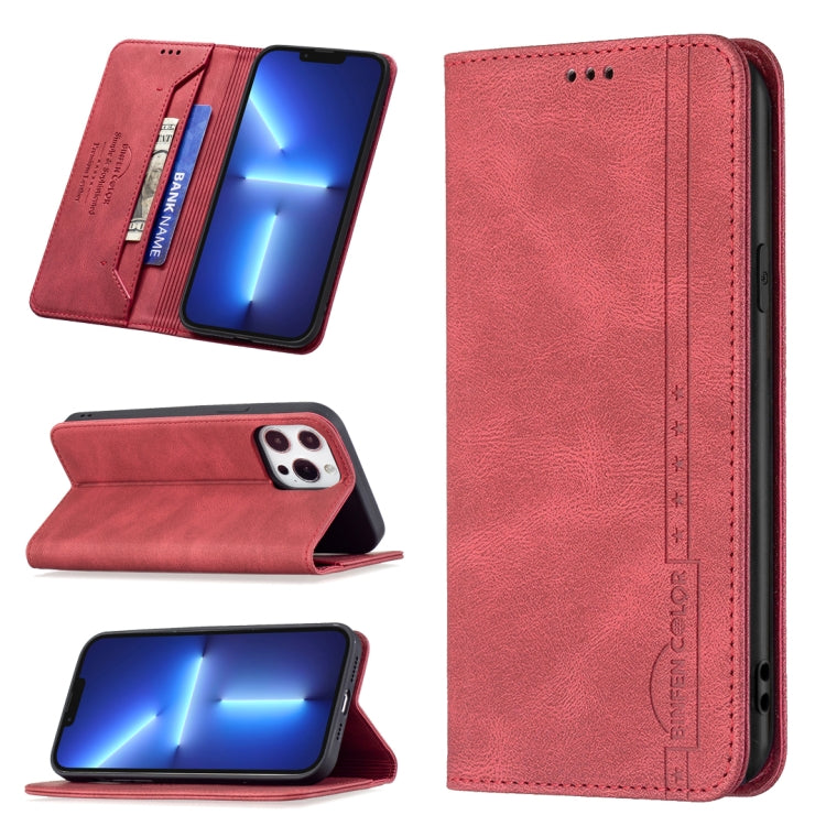 For iPhone 13 Pro Max Magnetic RFID Blocking Anti-Theft Leather Case with Holder & Card Slots & Wallet