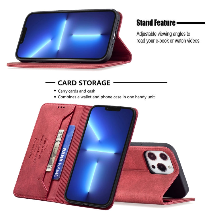 For iPhone 13 Pro Max Magnetic RFID Blocking Anti-Theft Leather Case with Holder & Card Slots & Wallet