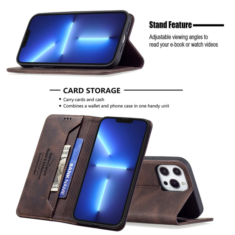 For iPhone 13 Pro Max Magnetic RFID Blocking Anti-Theft Leather Case with Holder & Card Slots & Wallet