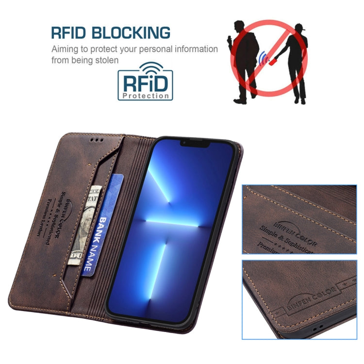 For iPhone 13 Pro Max Magnetic RFID Blocking Anti-Theft Leather Case with Holder & Card Slots & Wallet