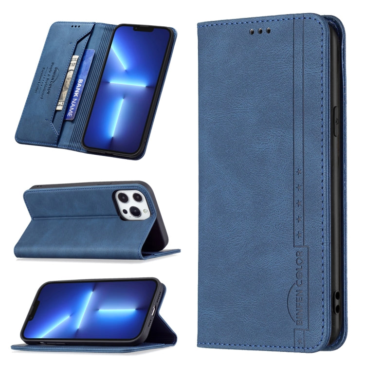 For iPhone 13 Pro Max Magnetic RFID Blocking Anti-Theft Leather Case with Holder & Card Slots & Wallet