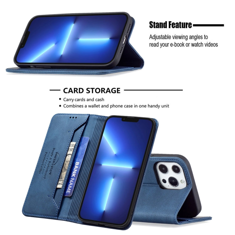 For iPhone 13 Pro Max Magnetic RFID Blocking Anti-Theft Leather Case with Holder & Card Slots & Wallet