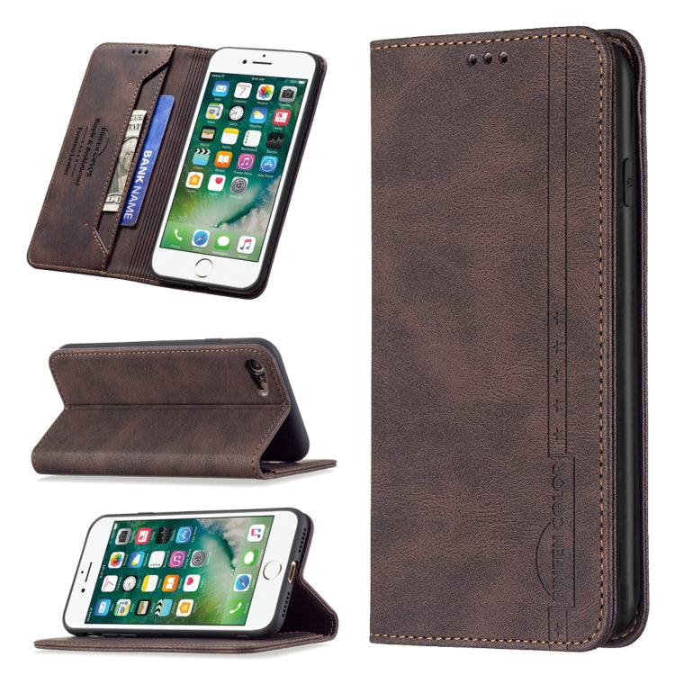 For iPhone SE 2022 / SE 2020 / 8 / 7 Magnetic RFID Blocking Anti-Theft Leather Case with Holder & Card Slots & Wallet