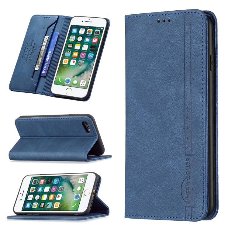 For iPhone SE 2022 / SE 2020 / 8 / 7 Magnetic RFID Blocking Anti-Theft Leather Case with Holder & Card Slots & Wallet