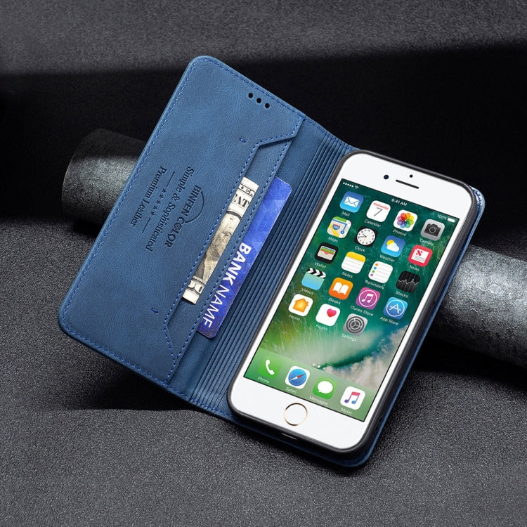 For iPhone SE 2022 / SE 2020 / 8 / 7 Magnetic RFID Blocking Anti-Theft Leather Case with Holder & Card Slots & Wallet