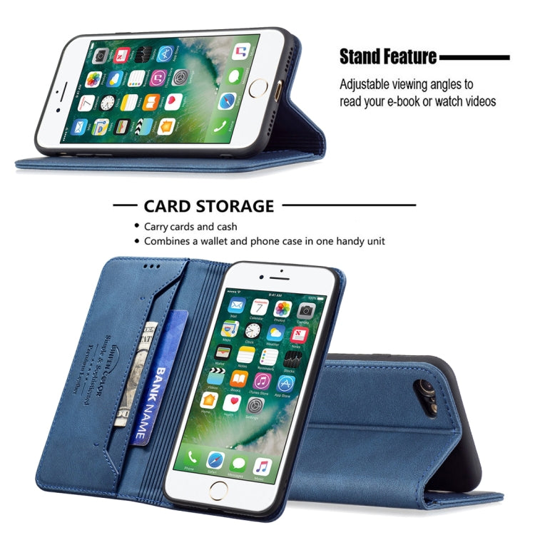 For iPhone SE 2022 / SE 2020 / 8 / 7 Magnetic RFID Blocking Anti-Theft Leather Case with Holder & Card Slots & Wallet