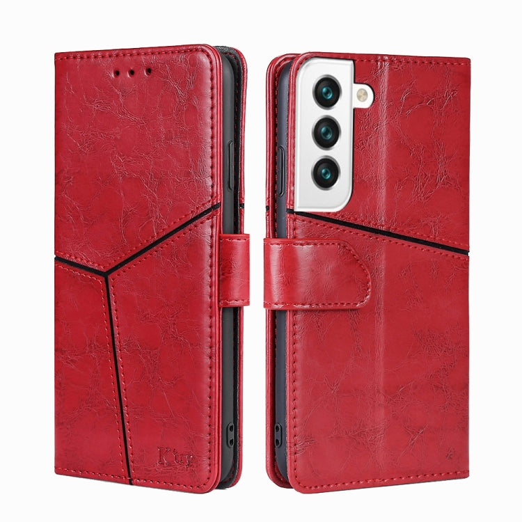 For Samsung Galaxy S22 5G Geometric Stitching Horizontal Flip Leather Case with Holder & Card Slots & Wallet