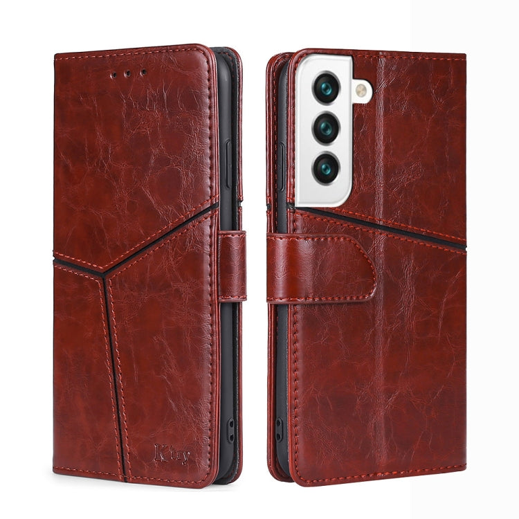 For Samsung Galaxy S22 5G Geometric Stitching Horizontal Flip Leather Case with Holder & Card Slots & Wallet