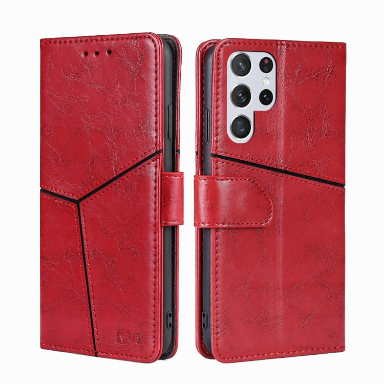 For Samsung Galaxy S22 Ultra 5G Geometric Stitching Horizontal Flip Leather Case with Holder & Card Slots & Wallet