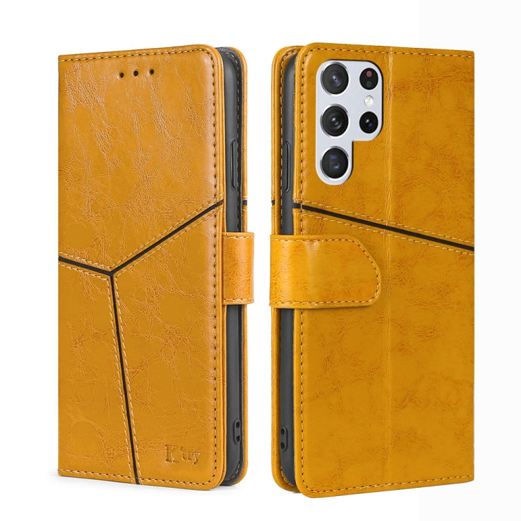 For Samsung Galaxy S22 Ultra 5G Geometric Stitching Horizontal Flip Leather Case with Holder & Card Slots & Wallet