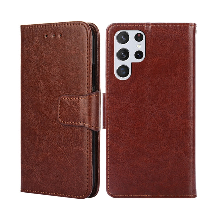 For Samsung Galaxy S22 Ultra 5G Crystal Texture Horizontal Flip Leather Case with Holder & Card Slots & Wallet