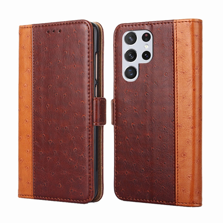 For Samsung Galaxy S22 Ultra 5G Ostrich Texture Horizontal Flip Leather Case with Holder & Card Slots & Wallet