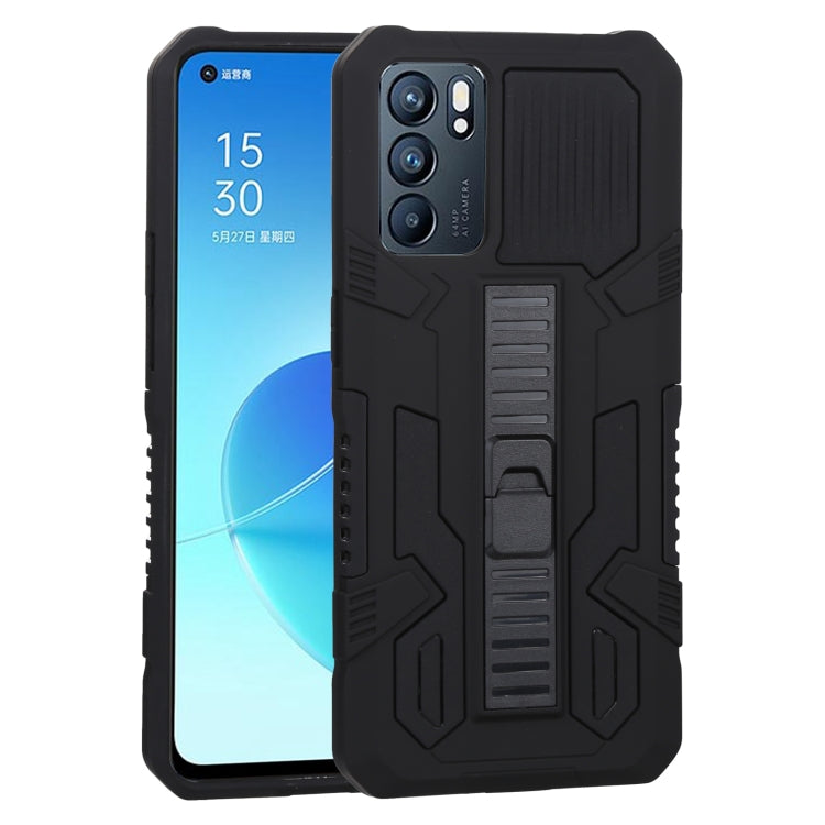 For OPPO Reno6 Vanguard Warrior All Inclusive Double-color Shockproof TPU + PC Protective Case with Holder