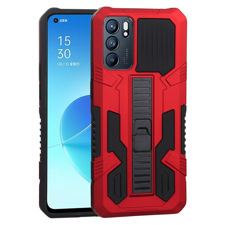 For OPPO Reno6 Vanguard Warrior All Inclusive Double-color Shockproof TPU + PC Protective Case with Holder