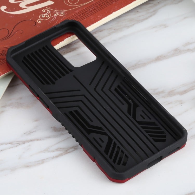 For OPPO Reno6 Vanguard Warrior All Inclusive Double-color Shockproof TPU + PC Protective Case with Holder