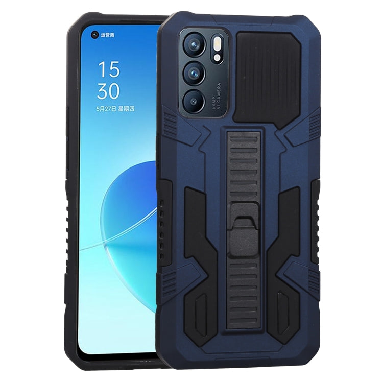 For OPPO Reno6 Vanguard Warrior All Inclusive Double-color Shockproof TPU + PC Protective Case with Holder