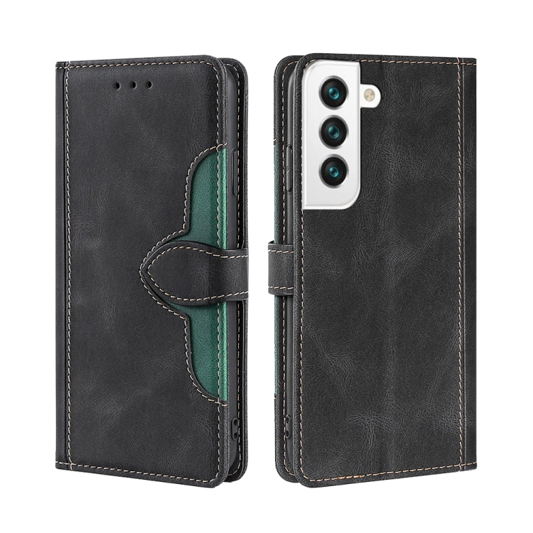 For Samaung Galaxy S22 5G Skin Feel Straw Hat Horizontal Flip Leather Case with Holder & Card Slots