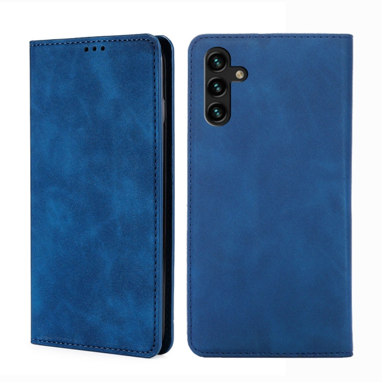For Samsung Galaxy A13 5G Skin Feel Magnetic Horizontal Flip Leather Case with Holder & Card Slots