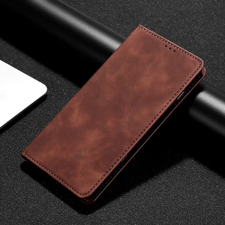 For Samsung Galaxy A13 5G Skin Feel Magnetic Horizontal Flip Leather Case with Holder & Card Slots