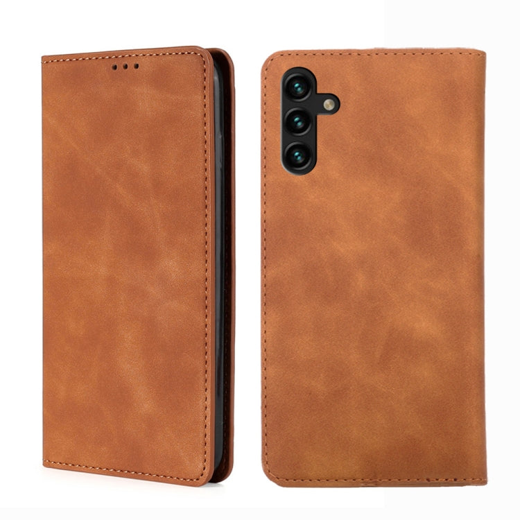 For Samsung Galaxy A13 5G Skin Feel Magnetic Horizontal Flip Leather Case with Holder & Card Slots