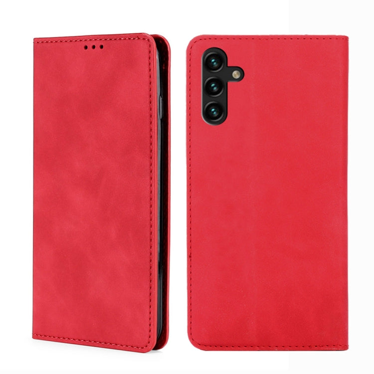 For Samsung Galaxy A13 5G Skin Feel Magnetic Horizontal Flip Leather Case with Holder & Card Slots