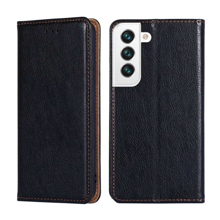 For Samaung Galaxy S22 5G Pure Color Magnetic Horizontal Flip Leather Case with Holder & Card Slot & Wallet