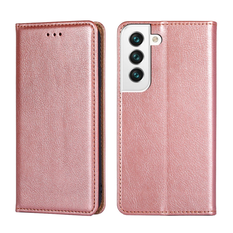 For Samaung Galaxy S22 5G Pure Color Magnetic Horizontal Flip Leather Case with Holder & Card Slot & Wallet