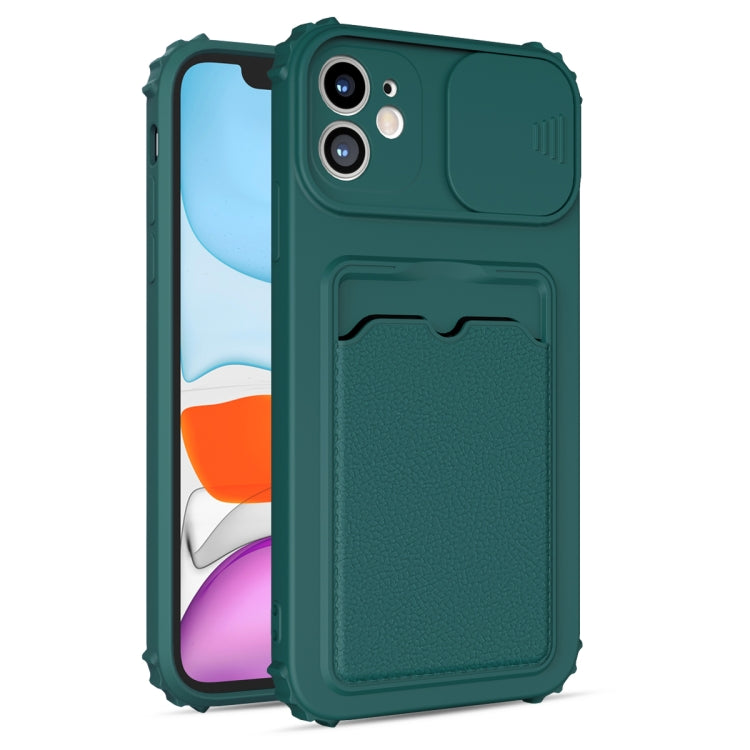For iPhone 12 Sliding Camera Cover TPU Shockproof Case with Card Slot