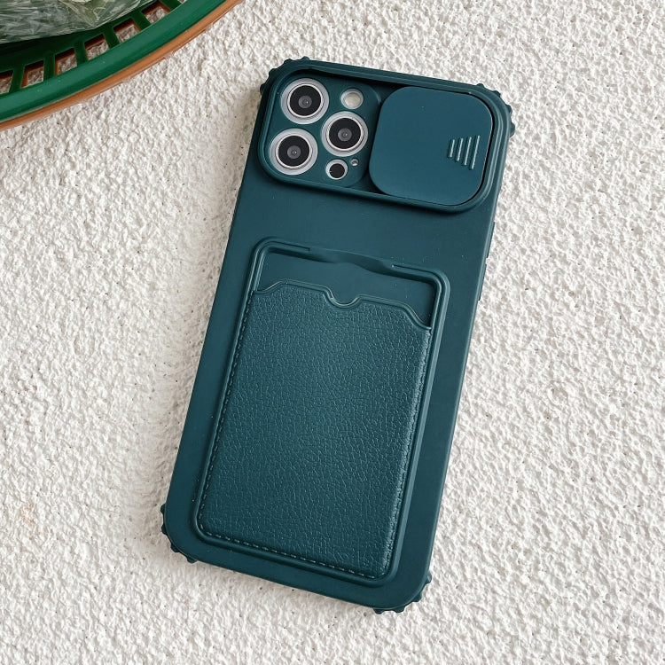 For iPhone 12 Pro Max Sliding Camera Cover TPU Shockproof Case with Card Slot