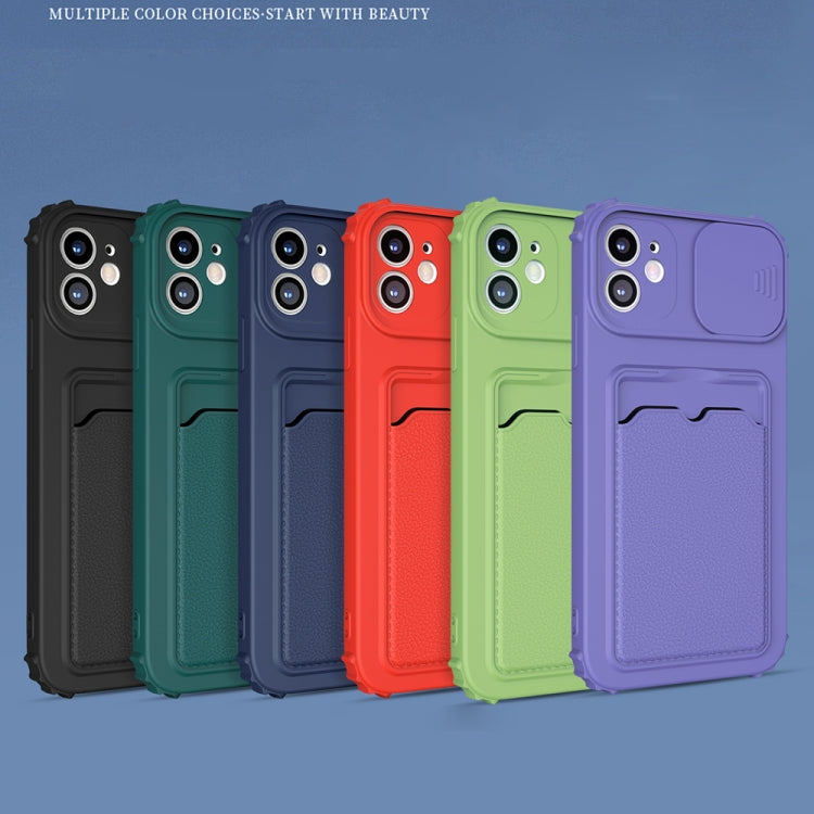 For iPhone 12 Pro Max Sliding Camera Cover TPU Shockproof Case with Card Slot
