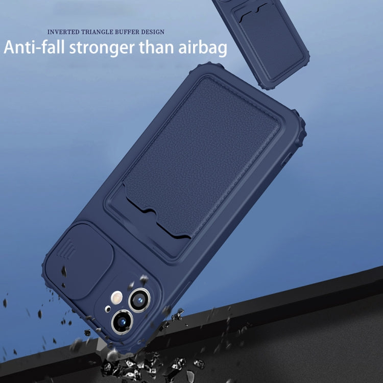 For iPhone 11 Sliding Camera Cover TPU Shockproof Case with Card Slot