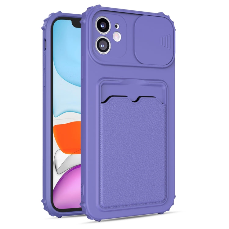 For iPhone 11 Pro Sliding Camera Cover Design TPU Shockproof Case with Card Slot