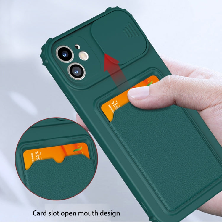 For iPhone 11 Pro Max Sliding Camera Cover Design TPU Shockproof Case with Card Slot