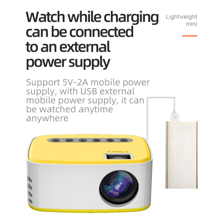 T20 320x240 400 Lumens Portable Home Theater LED HD Digital Projector, Same Screen Version(Yellow)