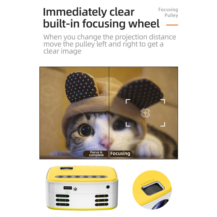 T20 320x240 400 Lumens Portable Home Theater LED HD Digital Projector, Same Screen Version(Yellow)