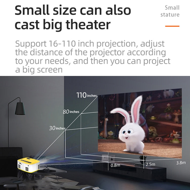 T20 320x240 400 Lumens Portable Home Theater LED HD Digital Projector, Same Screen Version(Yellow)